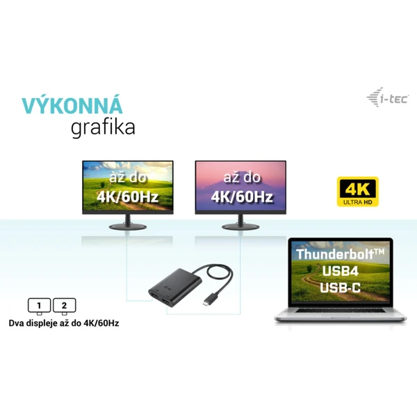 i-tec USB-C/2x HDMI redukcia čierna - Káble a redukcie - Obrázok 7CAS100501