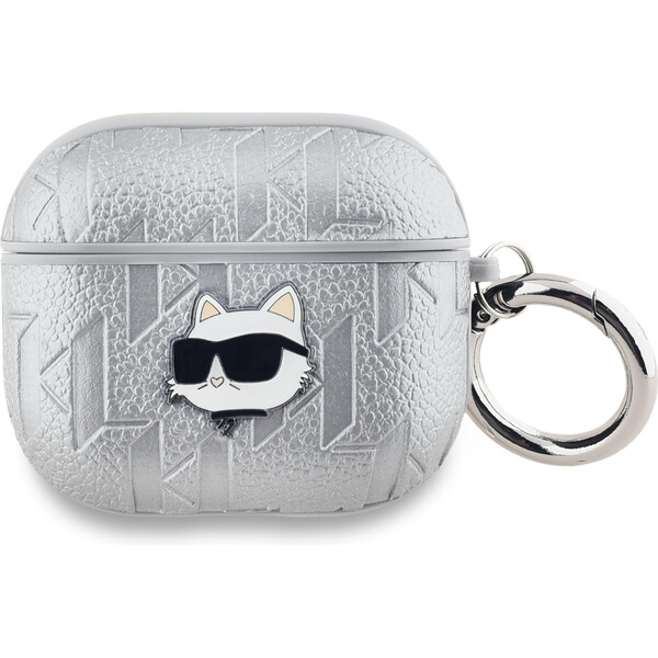 E-shop Karl Lagerfeld PU Embossed Choupette Head puzdro AirPods 3 strieborné