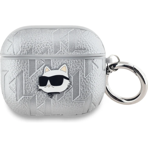 Karl Lagerfeld PU Embossed Choupette Head puzdro AirPods 3 strieborné - Puzdra - Hlavný obrázok