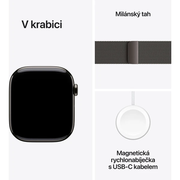 Apple Watch Series 10 Cellular 46mm Bridlicovo šedý titán s bridlicovo šedým milánskym ťahom S/M - Inteligentné hodinky - Obrázok 7EQ7000K01