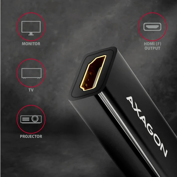 AXAGON Mini DisplayPort/HDMI 1.4 redukcia 0,18 m čierna - Káble a redukcie - Obrázok 7FD0700301