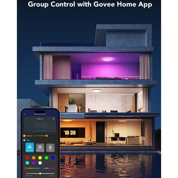 Govee RGBICWW Smart okrúhle stropné svetlo 2400lm 30cm Matter biele - Inteligentné osvetlenie - Obrázok 7FQK000K01