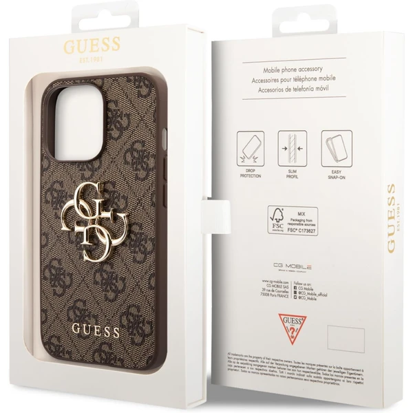 Guess PU 4G Metal Logo kryt iPhone 14 Pro Max hnedý - Puzdra - Obrázok 7FUF100501