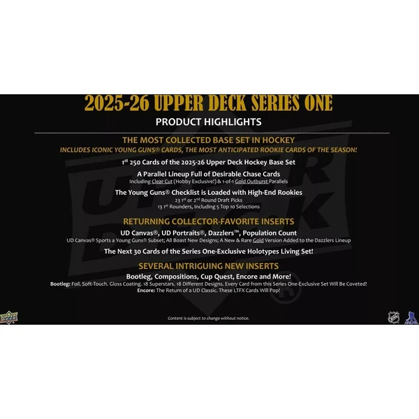 Hokejové karty 2025-26 Upper Deck Series 1 Hockey Hobby Box - Hokejové karty - Obrázok 7G4K000K01