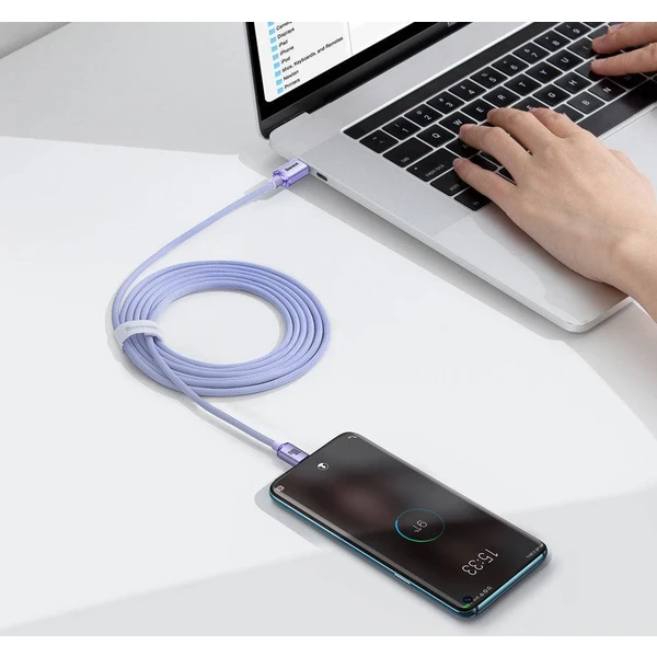 Baseus CAJY000705 Crystal Shine Series Dátový Kábel USB-C - USB-C 100W 2m Purple - Káble - Obrázok 7GRL100501