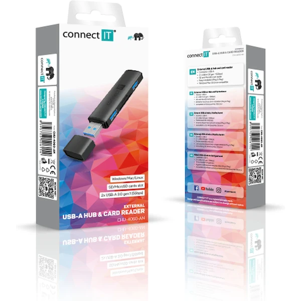 CONNECT IT COMPACT 4v1 USB-A hub + čítačka kariet antracitový - USB huby - Obrázok 7GTG000K01