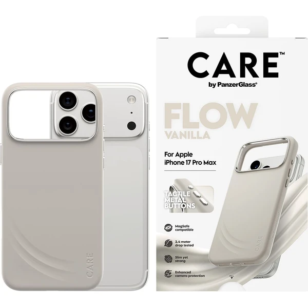PanzerGlass® CARE Flow kryt s MagSafe Apple iPhone 17 Pro Max Vanilla - Puzdra - Obrázok 7IDH000K01