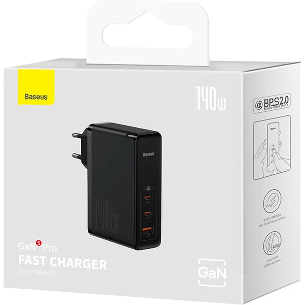 Rýchlonabíjačka do siete Baseus GaN5 Pro 140W 2x USB-C, 1x USB čierna - Nabíjačky - Obrázok 7IGE000L01