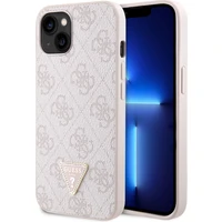Guess PU 4G Strass Triangle Metal Logo kryt iPhone 15 ružový - Puzdra