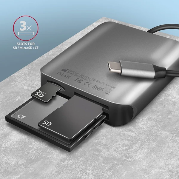 AXAGON CRE-S3C USB-C čítačka pamäťových kariet - Čítačky pamäťových kariet - Obrázok 7JOA000601
