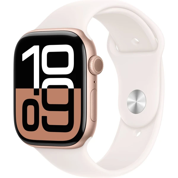 Apple Watch Series 10 46mm Ružovo zlatý hliník so svetlo rumenným športovým remienkom S/M - Inteligentné hodinky - Hlavný obrázok
