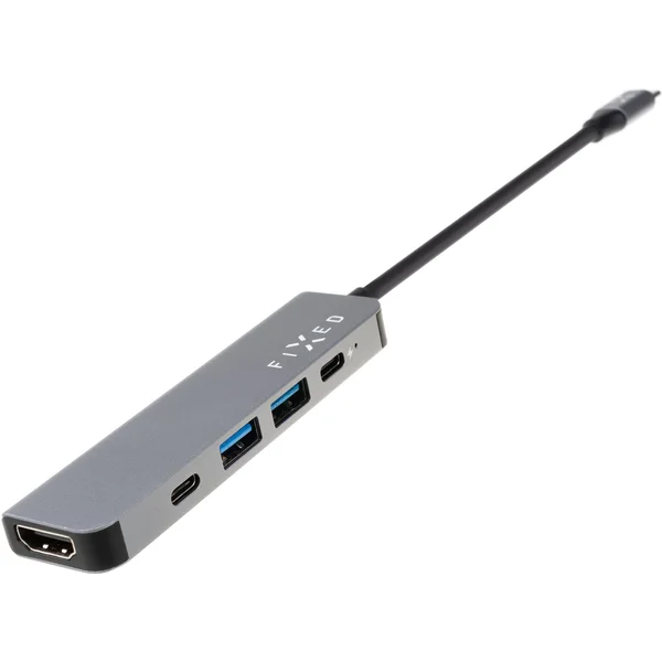 FIXED USB-C HUB Mini 5-portový pre notebooky a tablety sivý - USB huby - Obrázok 7JWRF00101