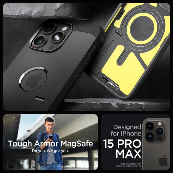 Spigen Tough Armor MagFit kryt iPhone 15 Pro Max čierny - Puzdra - Obrázok 7K09000601