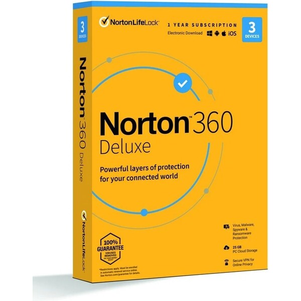 E-shop Norton 360 Deluxe 25GB CZ 1 užívateľ pre 3 zariadenia na 12 mesiacov
