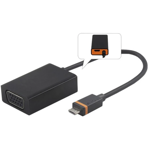 PremiumCord SlimPort/VGA redukcia s microUSB napájaním čierna - Káble a redukcie - Hlavný obrázok