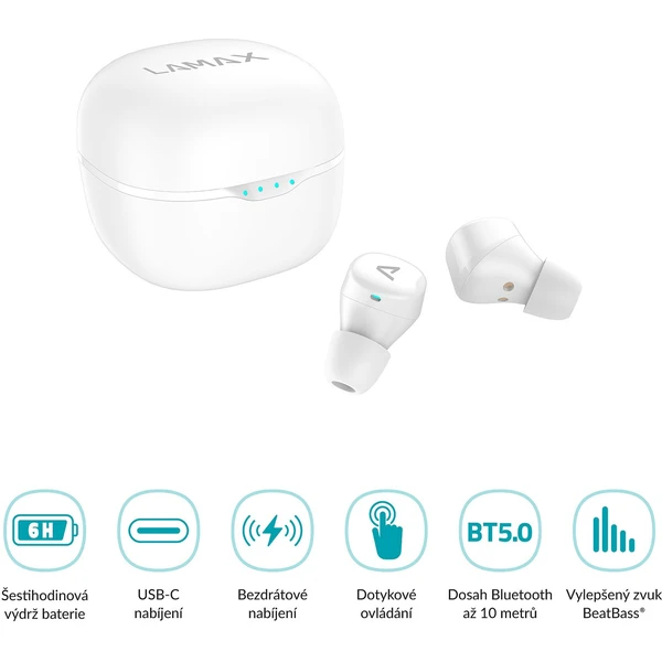 LAMAX Dots2 Touch Wireless Charging biela - Slúchadlá - Obrázok 7MSS600301