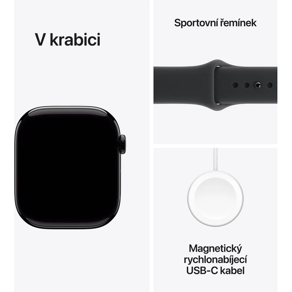 Apple Watch Series 11 (42mm) Klavírno čierny hliník s čiernym športovým remienkom S/M - Inteligentné hodinky - Obrázok 7NNH000K01