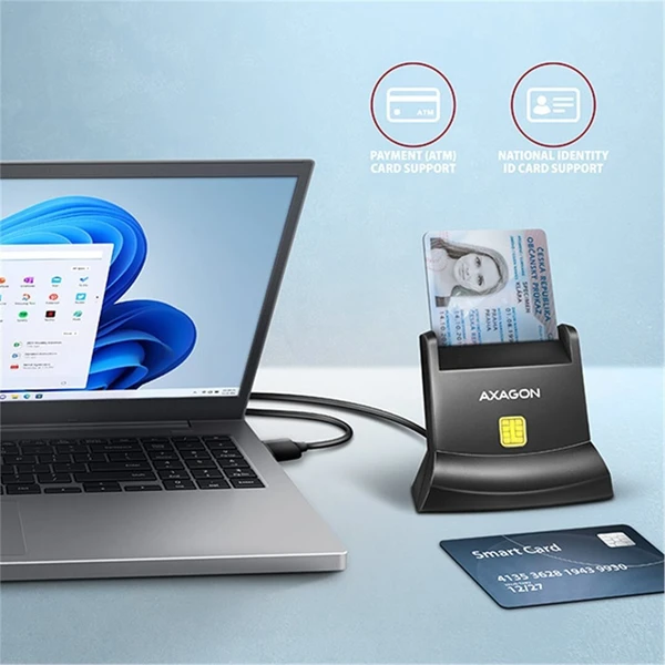 AXAGON CRE-SM4N USB-A StandReader čítačka kontaktných kariet Smart card 1.3m - Čítačky čipových kariet - Obrázok 7PS6000701