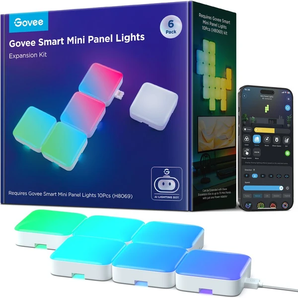Govee Smart mini RGBIC panely - rozšírenie 6ks - Inteligentné osvetlenie - Hlavný obrázok