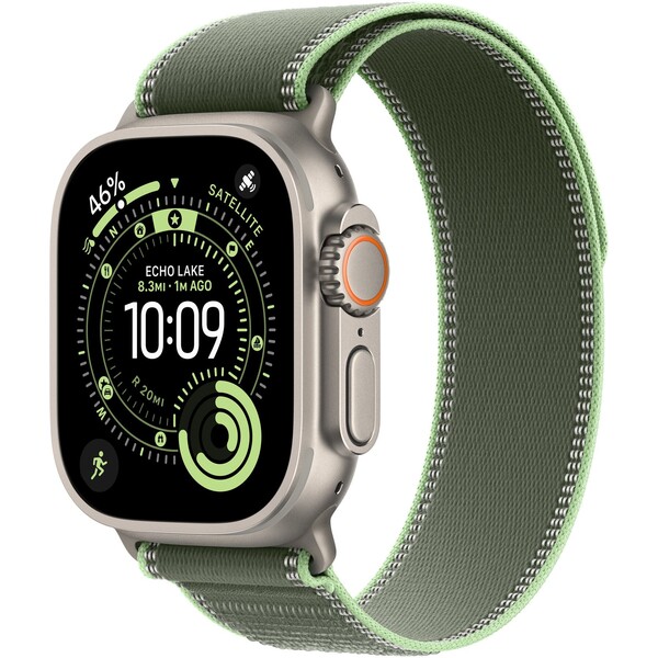Apple Watch 49/46/45/44mm zelený/neónový Trailový ťah M/L prírodný titán