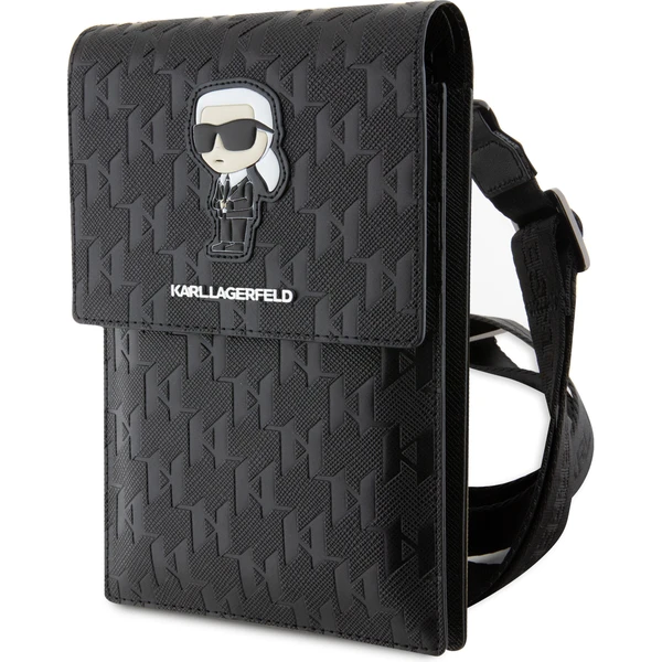 Karl Lagerfeld Saffiano Monogram Ikonik NFT Peňaženka Taška púzdro čierne - Popruhy a crossbody - Obrázok 7YBR100501