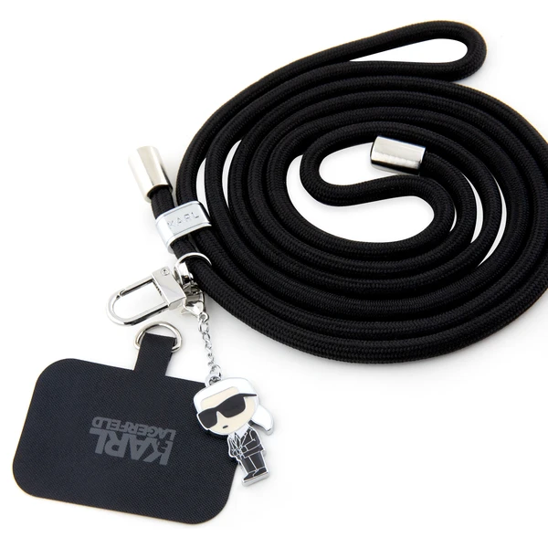 Karl Lagerfeld Universal Crossbody popruh Cord and Ikonik Pins čierny - Popruhy a crossbody - Hlavný obrázok