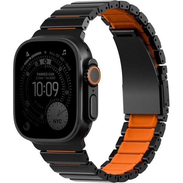 UNIQ Strova Flex titánový remienok pre Apple Watch 49/46/45/44mm Midnight Black/Volt Orange - Remienky - Hlavný obrázok