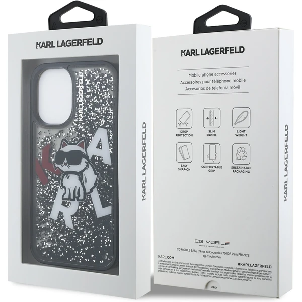 Karl Lagerfeld Liquid Glitter Scattered Chúpette kryt iPhone 16 čierny - Puzdra - Obrázok 7a3aed16e1ad4e6bba12cb34b4e7a58c