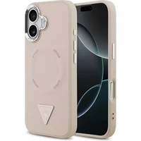 Guess PU Leather Triangle Logo MagSafe kryt iPhone 17 ružový - Puzdra
