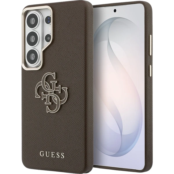 Guess PU 4G Resin Metal Logo kryt Samsung Galaxy S26 Ultra hnedý - Puzdra - Hlavný obrázok