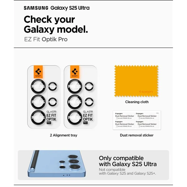Spigen Glass TR EZ Fit Optik Pre HD sklá na fotoapará Samsung Galaxy S25 Ultra čierna (2 ks) - Ochranné fólie a sklo - Obrázok 7a829c64c161450d8ed4c9efc57a500c