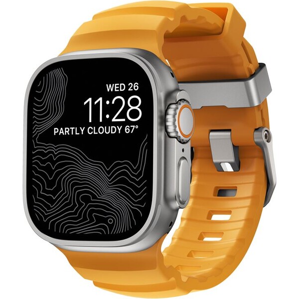 Nomad Rocky Point Band remienok Apple Watch 49/45/44/42mm strieborný/oranžový