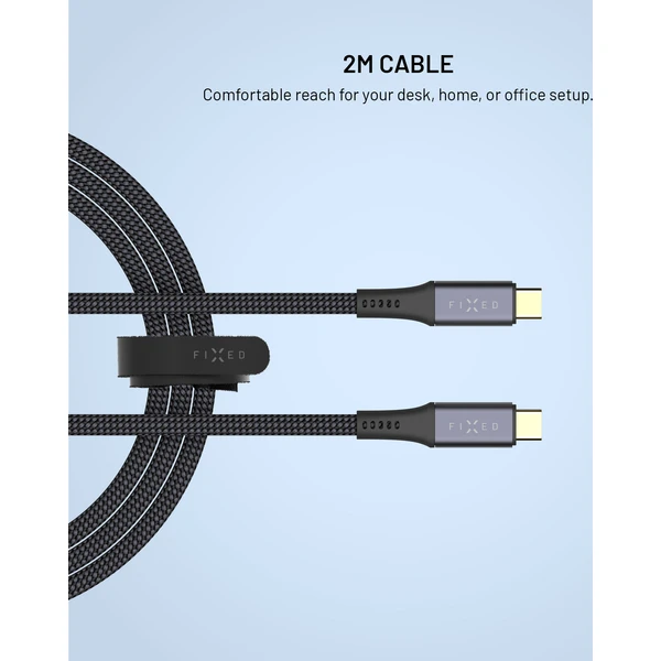 FIXED Media Cable opletený kábel USB-C/USB-C, PD 3.1, USB4 Gen3 40Gbps, 8K(60Hz), 240W, 2m, čierny - Káble a redukcie - Obrázok 7af707a27f8e479e85a0ee38c030d6dc