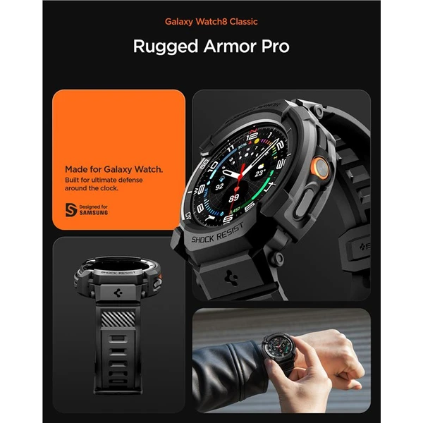 Spigen Rugged Armor Pre kryt s remienkom Galaxy Watch8 Classic (46mm) matne čierny - Puzdra - Obrázok 7afa2614bce64dc29fe6f2d5e927f32e