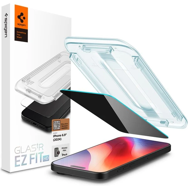 Spigen Glass tR EZ Fit HD (Privacy) tvrdené sklo iPhone 16 Pro Max číre - Ochranné fólie a sklo - Hlavný obrázok