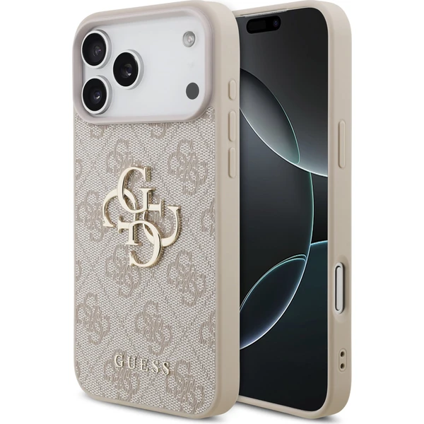 Guess PU 4G Metal Logo Zadný Kryt pre iPhone 18 Pro Max Pink - Puzdra - Hlavný obrázok