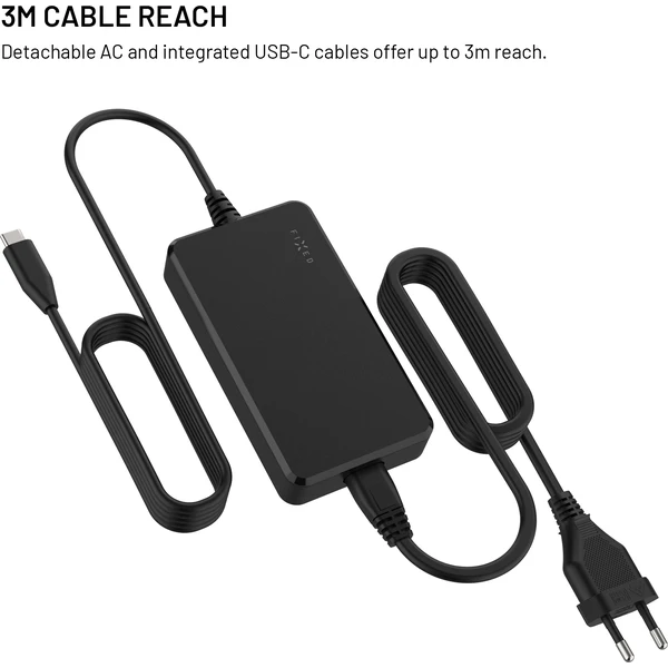 FIXED GaN nabíjecí adaptér pro notebooky s USB-C, PD 3.0, 100W, černý - Nabíjačky - Obrázok 7b5d921e47354118a8a22015e739e704