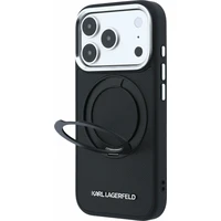 Karl Lagerfeld PU Saffiano Ring Stand MagSafe kryt iPhone 18 Pro čierny - Puzdra