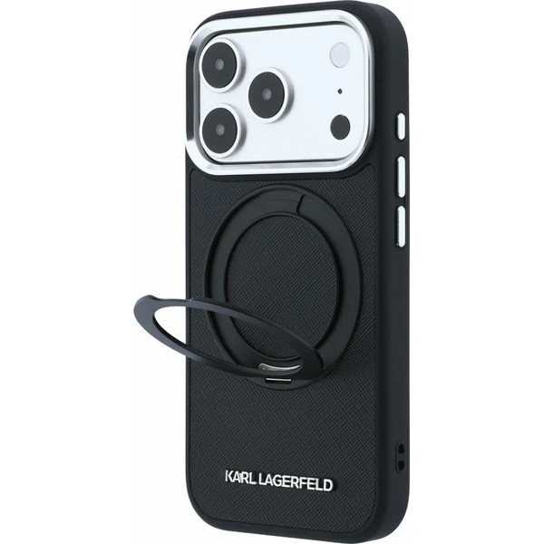 Karl Lagerfeld PU Saffiano Ring Stand MagSafe kryt iPhone 18 Pro černý - Puzdra - Obrázok 7b9e961edc43446aa511c6d72e6cb02f