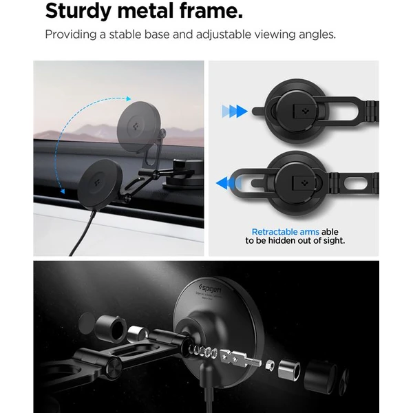 Spigen OneTap Pro 4 Dashboard/Windshield Qi2 MagSafe držiak na sklo/palubku s nabíjaním čierny - Držiaky - Obrázok 7be7386f42a34f1b8aeea428c1cd63a9