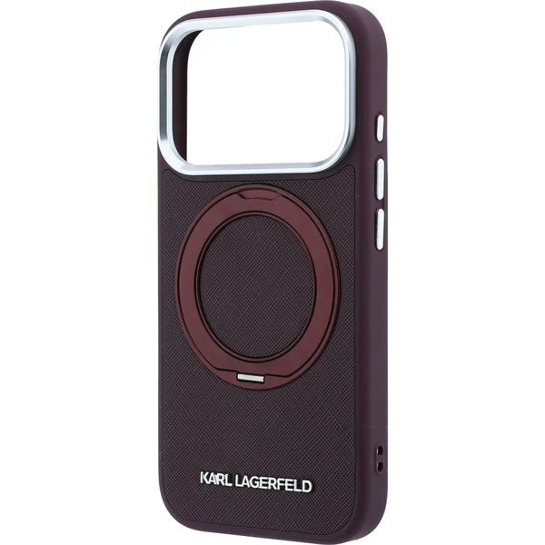 Karl Lagerfeld PU Saffiano Ring Stand MagSafe kryt iPhone 18 Pro Max vínový - Puzdra - Obrázok 7c169dc96078474c931ab3a87fa1497a