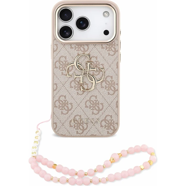 Guess PU 4G Metal Logo Strap Zadný Kryt pre iPhone 18 Pro Pink - Puzdra - Hlavný obrázok
