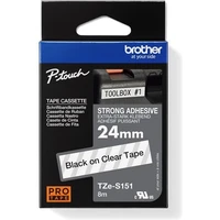 Brother Tze-S151 páska čierna na priehľadnom 24 mm extra lepidlo - Pásky pre štítkovače
