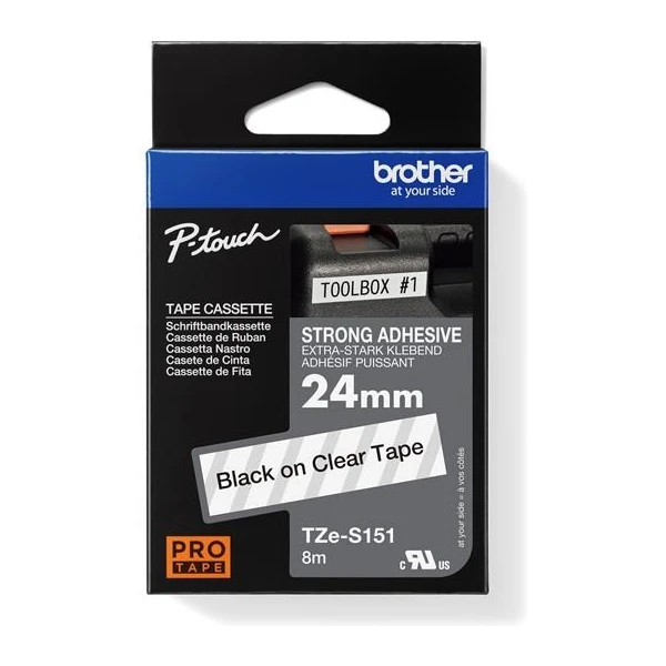 Brother Tze-S151 páska čierna na priehľadnom 24 mm extra lepidlo - Pásky pre štítkovače - Hlavný obrázok