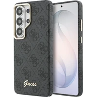 Guess PU 4G Skript Kovové Logo Magnetický kryt Samsung Galaxy S26 Ultra čierny - Puzdra