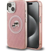 Karl Lagerfeld IML K&CH Heads Repeated Logo MagSafe kryt iPhone 15 ružový - Puzdra