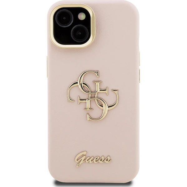 Guess PU Grained 4G Logo Stand Camera Frame kryt iPhone 15 ružový - Puzdra - Obrázok 7d22d5afa79543af8929543e11a93f3c