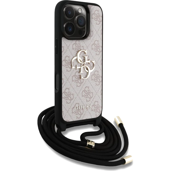 Guess PU 4G Metal Logo Crossbody popruh kryt iPhone 16 Pre Max ružový - Puzdra - Obrázok 7e1c84a686b94f80b0a6ab527558429e