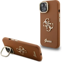Guess PU Grained 4G Logo Stand Camera Frame kryt iPhone 14 hnedý - Puzdra