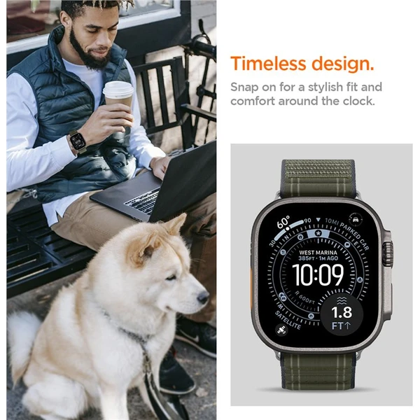 Spigen Fabric Band remienok (suchý zips) Apple Watch 49/46/45/44mm zelený - Remienky - Obrázok 7e87b00aac6f4214bd5954667fdba7bb